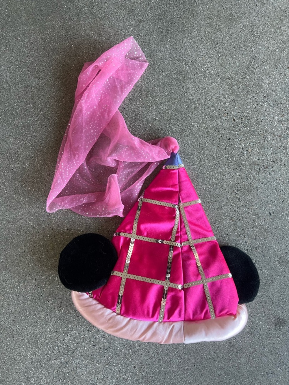Pink Sequin mini mouse Party Hat Headband with Veil